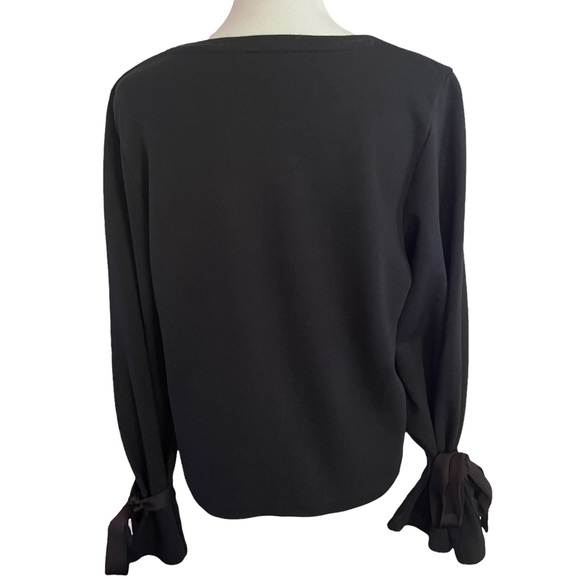 J CREW Black Tie Sleeve Relaxed Boxy Fit Sweatshirt Size Large - Picture 3 of 6